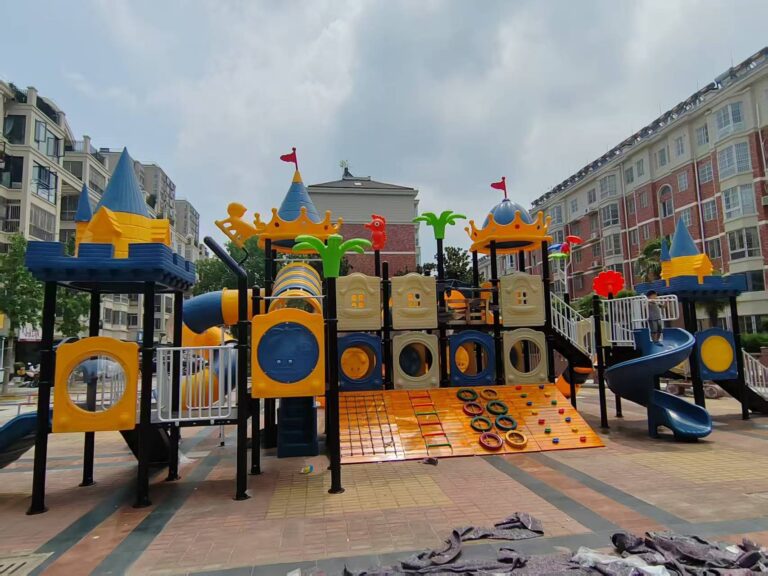 Blue Yellow Outdoor Playground Slide Main View