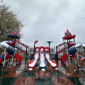 Red Tube Outdoor Playground Slide Main View