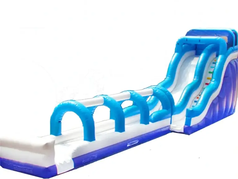 Blue White Long Runout Inflatable Water Slide KL-99809 – inflatable product catalogue view