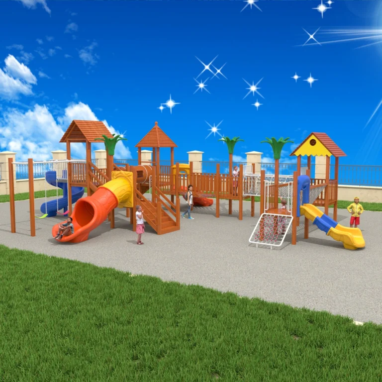 Cottage Tube Play Circuit outdoor playground with linked cottage-style structures and tube slide