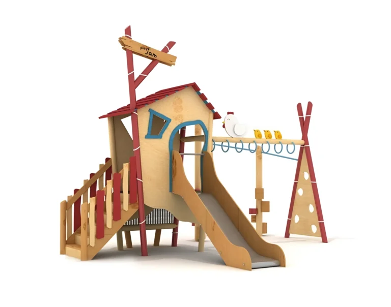 Windmill Tower Slide and Swing outdoor playground with windmill-inspired tower and open slide