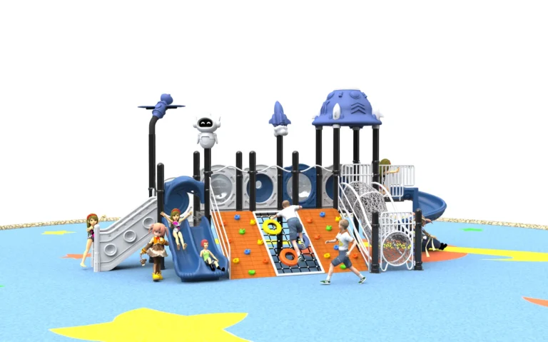 Tower Climbing Activity Hub outdoor playground with roofed play tower and wide climbing activity wall