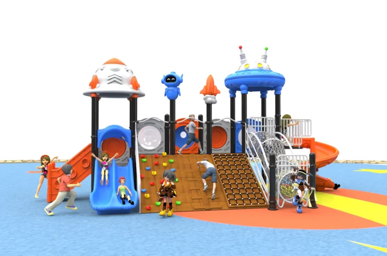 Tower Rock-Climb Adventure outdoor playground with paired roofed play towers and broad climbing panel