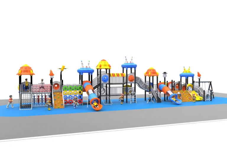 Linear Activity Slide Playground outdoor playground with long linear playground arrangement and multiple activity panels