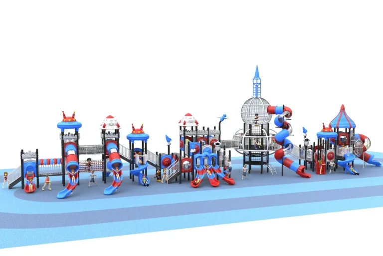 Grand Tower Slide Destination outdoor playground with extended multi-tower playground and central tall tower structure