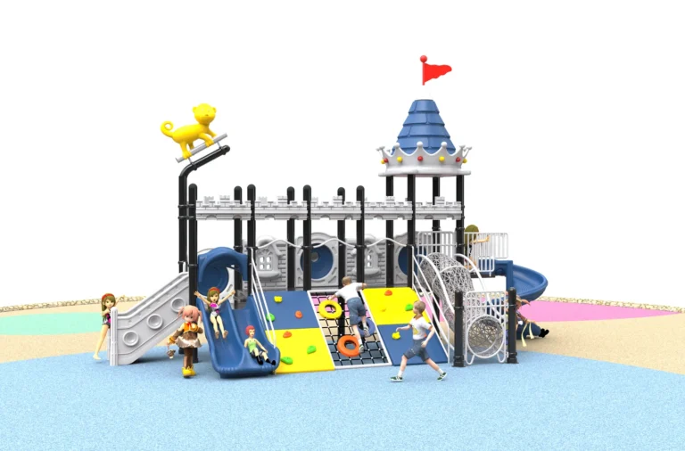 Castle Climbing Activity Hub outdoor playground with single castle-style tower and wide climbing activity panels