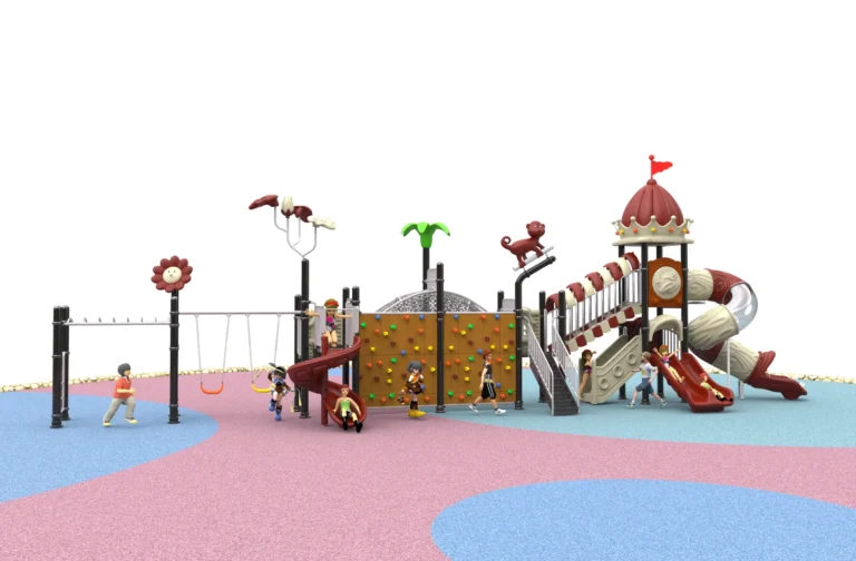 Castle Climb and Tube Circuit outdoor playground with wide climbing activity wall and elevated tube bridge