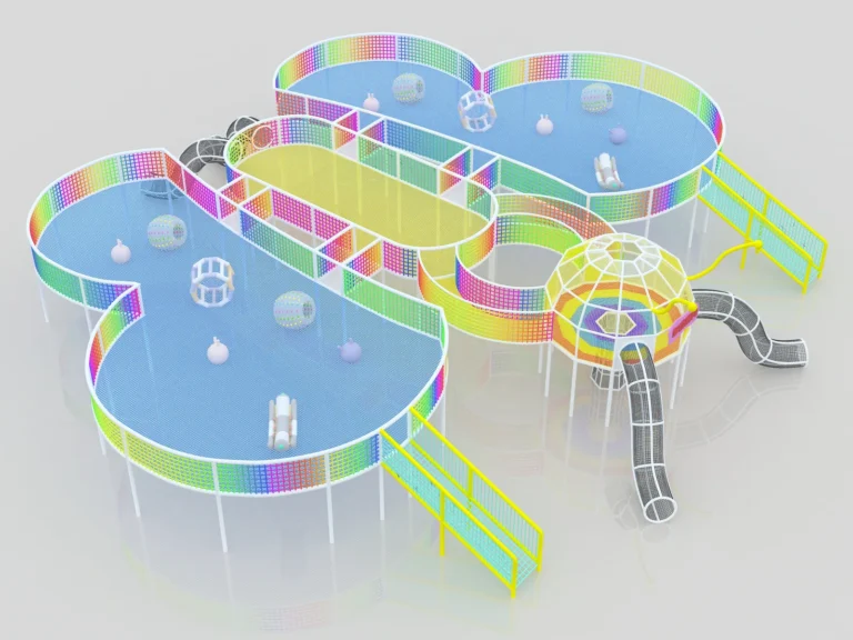 Interactive Play 011 (Colorful Elevated Net Obstacle)